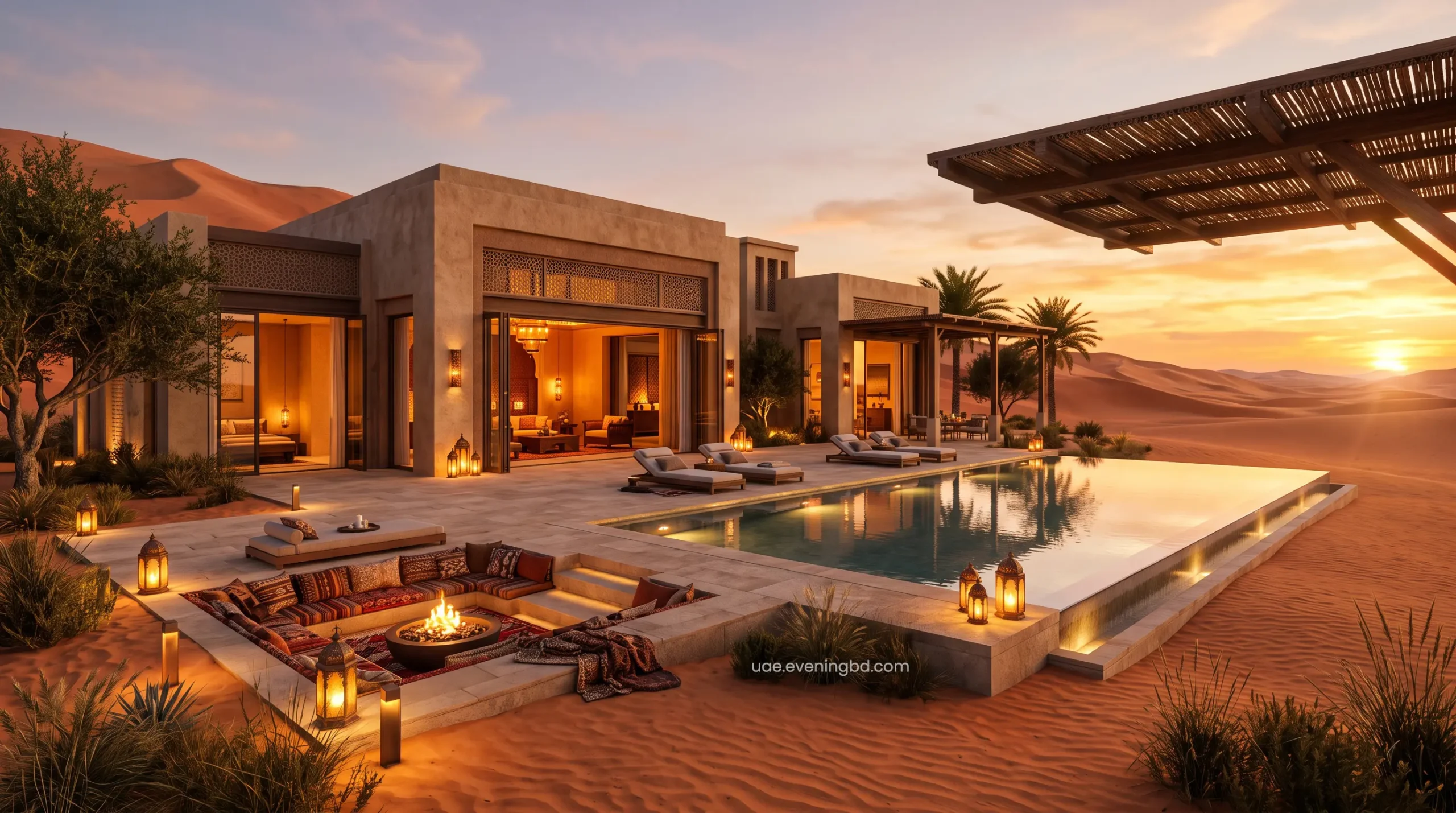 Premium luxury private pool villa in Abu Dhabi desert offering VIP staycation deals