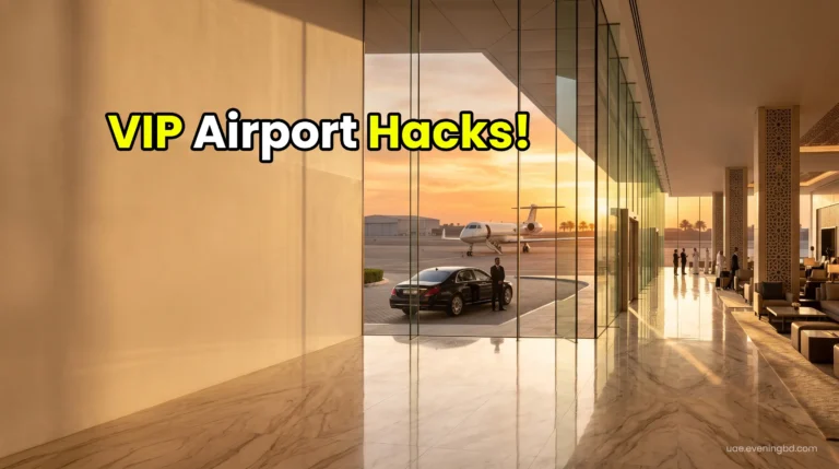 High-net-worth traveler arriving via premium UAE airport transfers at Dubai VIP terminal